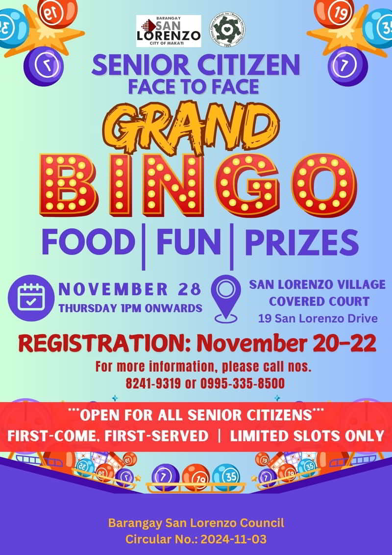 Seniors Face-to-Face Grand Bingo 