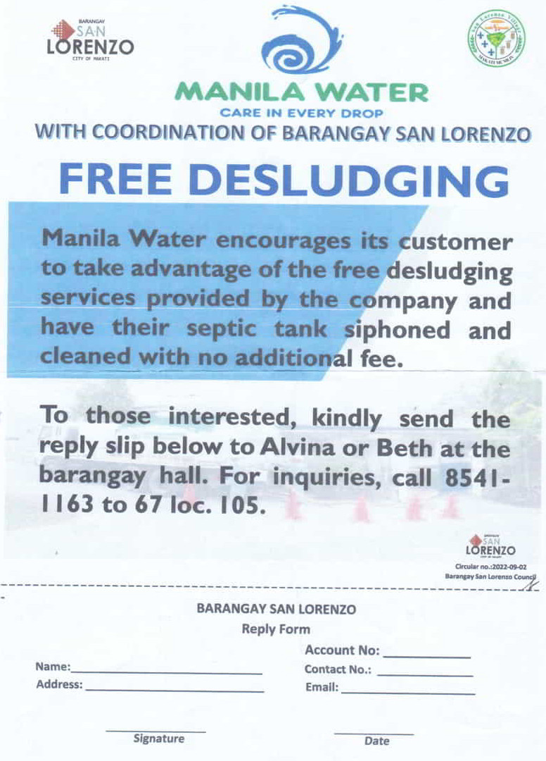 Manila Water free desludginh